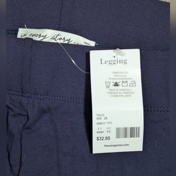 NWT Penningtons Floral Print Leggings in Dark Blue 2X - Picture 4 of 4